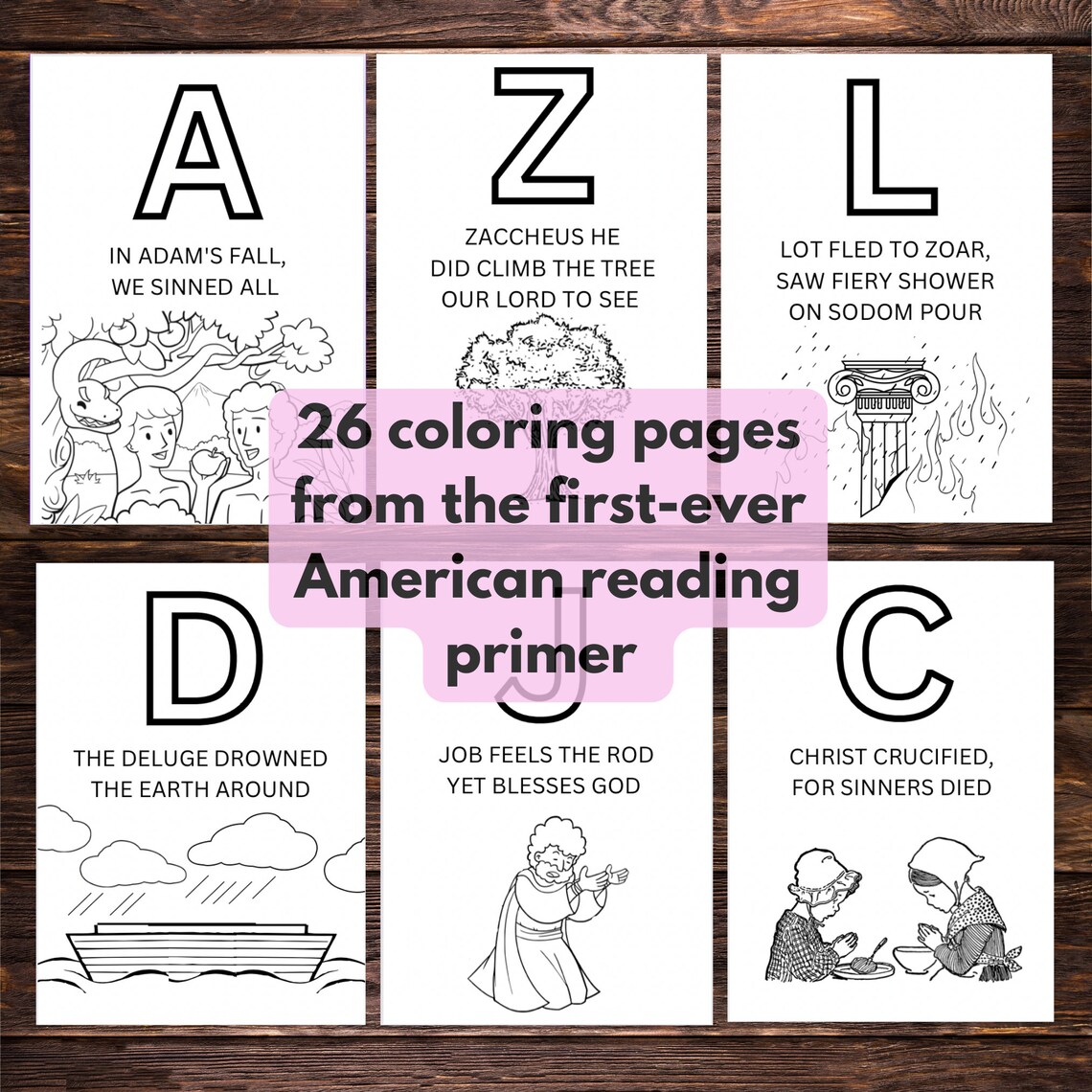 New England Primer Alphabet Coloring Sheets - Etsy