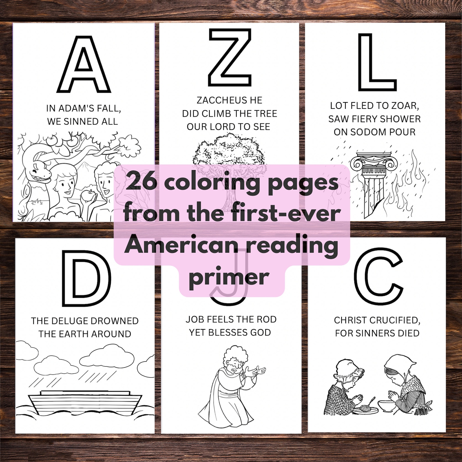 New England Primer Alphabet Coloring Sheets - Etsy