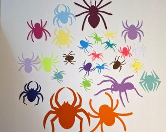 Paper Die Cut Spiders: Assorted Colors & Styles, Scrapbooking Confetti