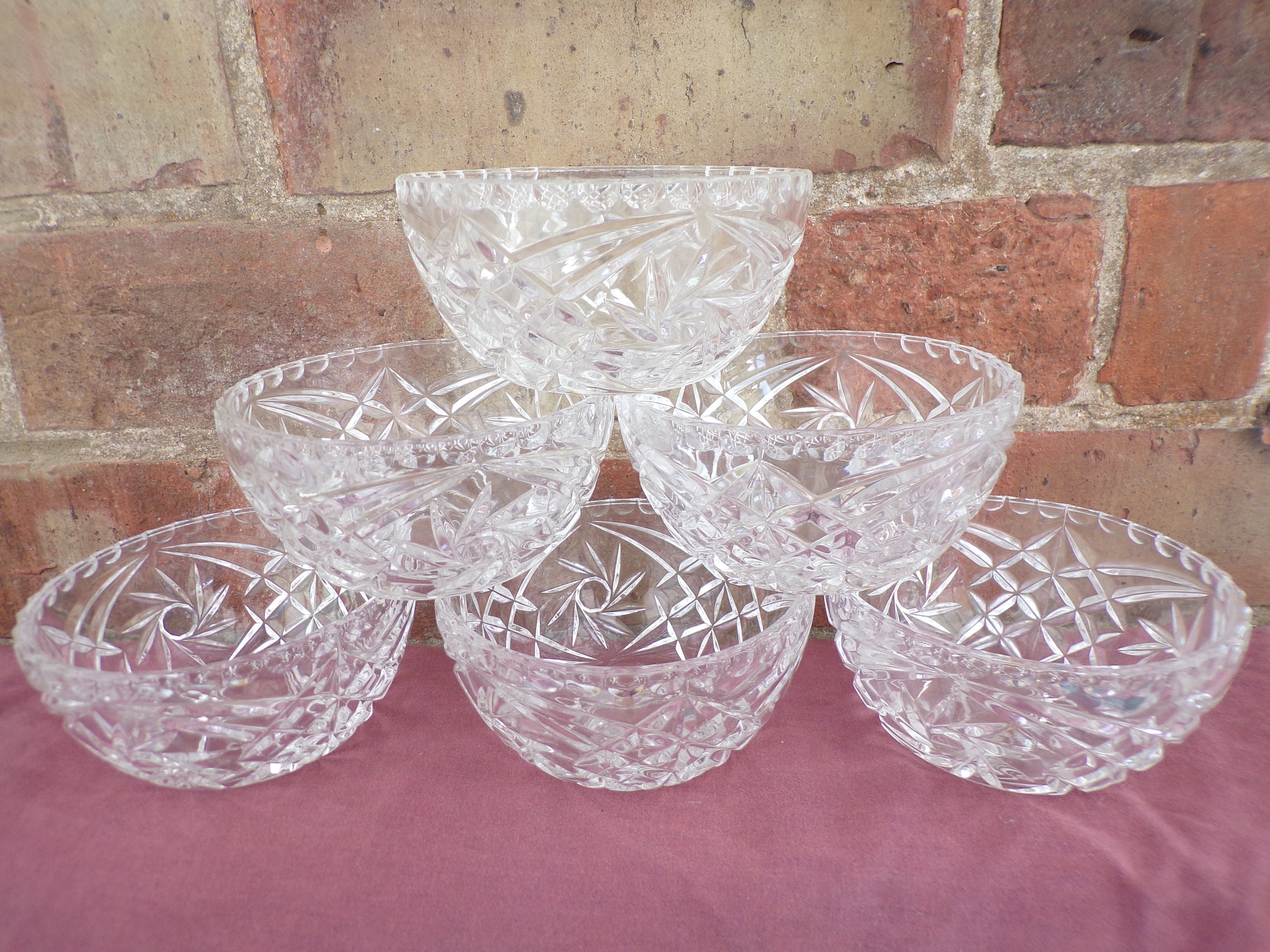 Full set of 6 Retro Cut Glass Dessert / Fruit /Trifle Dishes Etsy