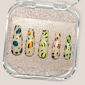 Neon Leopard Custom Made Press On Nails