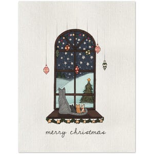 Christmas Kitties Holiday Cards - Winter Scene - Pack of 10 - Handmade Holiday Fun