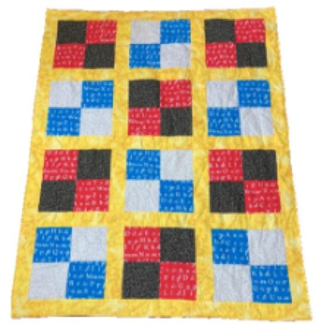 Handmade ABC Alphabet Rectangular Patch Quilt Colorful Bright 44 X 34 ...