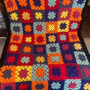 Throw blanket, crochet pattern, throw crochet blanket, granny square, handmade blanket, throw over, colorful, soft blanket