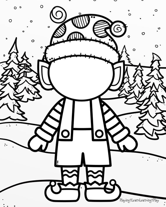 Christmas Elf Draw the Face Coloring Sheet