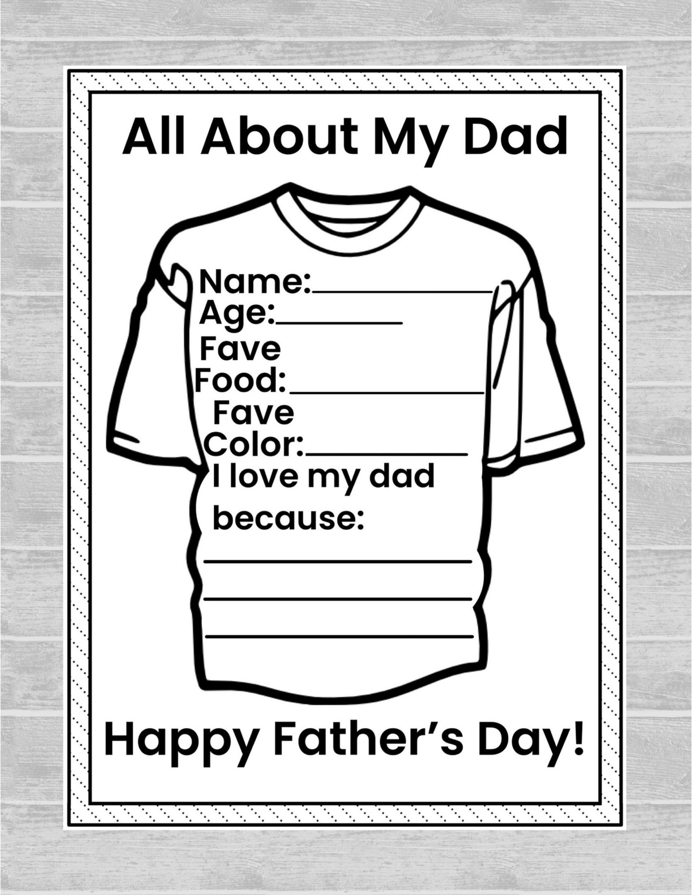 All About My Dad DIY Greeting Card Homeschool Activity Personalize Gift ...