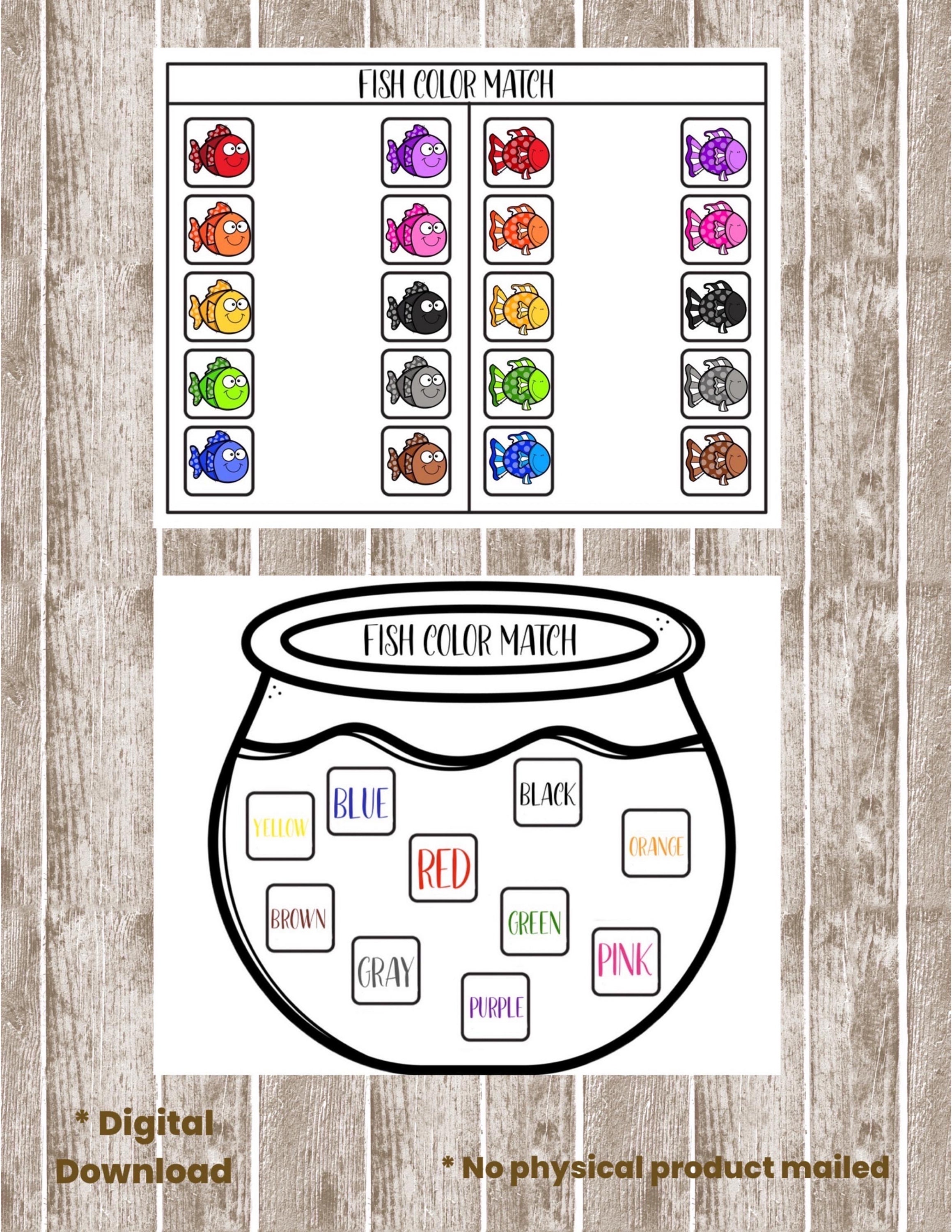 Ocean Animals Color Matching Game Scissor Cutting Practice Homeschool