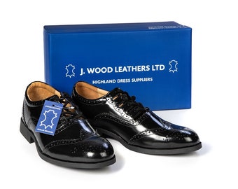 Men's Genuine Leather Ghillie Brogues Kilt Shoes with Synthetic Rubber Sole