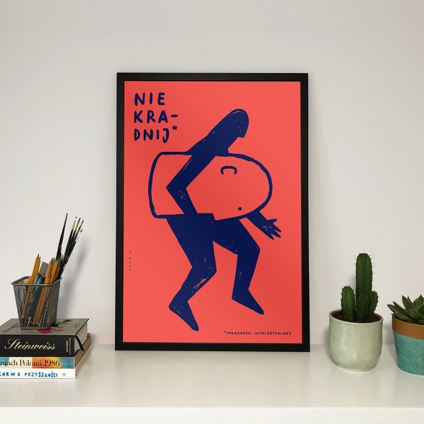 Gij zult → originele poster ontworpen door Bartosz Mamak niet stelen → digitale print → moderne kunst aan de muur → 30x40, 40x50, 50x70