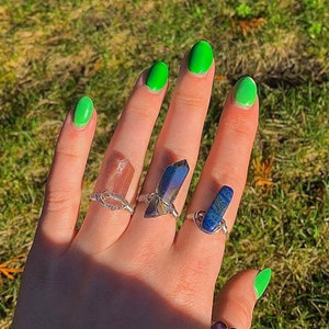 Point Crystal Rings, Lapis Lazuli Ring, Titanium Quartz Ring, Clear Quartz Ring