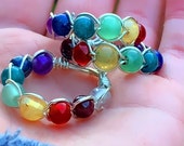 Chakra Ring, Clear Quartz, Red Garnet, Carnelian, Citrine, Green Aventurine, Blue Apatite, Lapis Lazuli, Amethyst