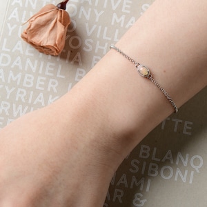 Opal Bracelet, Dainty Silver Chain Bracelet, Minimalist Jewelry