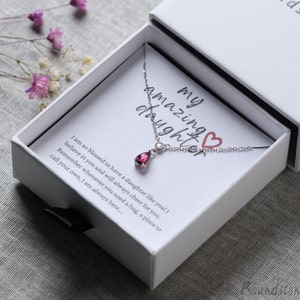 Collar de plata relleno de oro blanco de 18 quilates hecho a mano- Tarjeta de mensaje de regalo para madres, niñera, esposa, hermana- Joyería nupcial