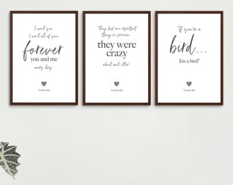 DIGITAL DOWNLOAD Personalised Love Quotes from Romantic film The Notebook, Valentine's Day Gift, Anniversary, Ryan Gosling