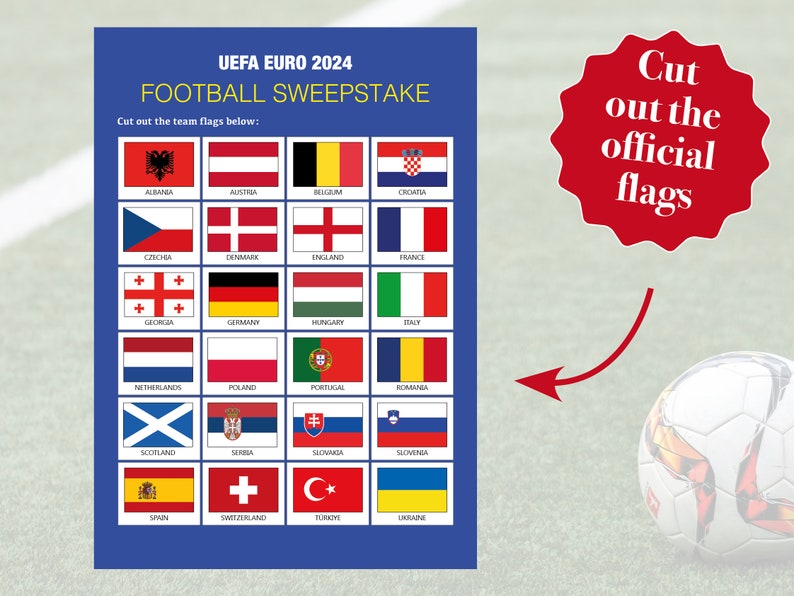 Football Sweepstake Kit for Euro 2024 Flags and Poster Etsy