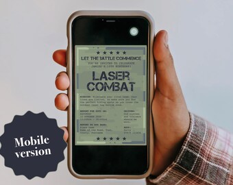 Personalised Laser Combat Party Invitation Digital download Army camouflage style kids party invite
