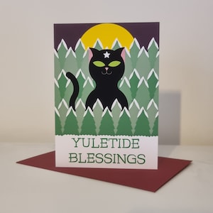 Bénédictions de Noël | Carte de voeux A6 avec enveloppe | Chat de Noël