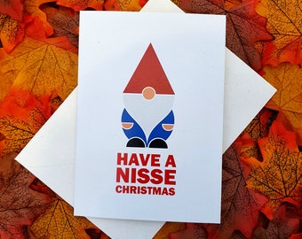 Have a Nisse Christmas greetings Cards with Envelopes | Gnome | Tomten | Recycled | Typographic | Funny
