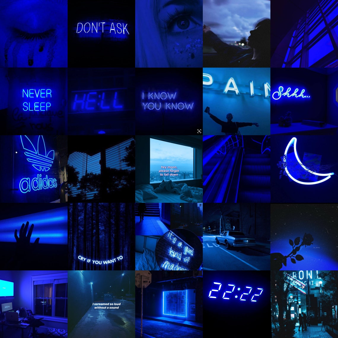 100pc Dark Blue Wall Collage Kit | Etsy
