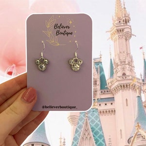 Disney Sparkly Mickey Head Inspired Earrings | Handmade Sterling Silver Hooks