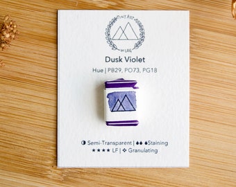Handmade &#39;Dusk Violet&#39; Quarter Pan Watercolor, Handmade Paint, Premium Pigment