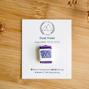 Handmade &#39;Dusk Violet&#39; Quarter Pan Watercolor, Handmade Paint, Premium Pigment