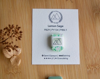 Handmade &#39;Lemon Sage&#39; Watercolor Quarter Pan | Handmade watercolors | Watercolor paint | Quarter pans