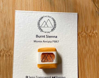 Handmade 'Burnt Sienna Monte Amiata' Quarter Pan Watercolor, Handmade Watercolor Paint, Artist Quality Paint
