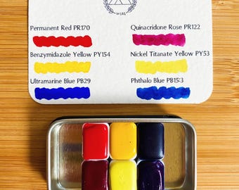 Handmade Tiny Primary Sketcher watercolor set | Handmade watercolors | Tiny watercolor palette | Tiny palette | Primary color palette