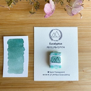 Handmade &#39;Eucalyptus&#39; Watercolor Paint | Quarter Pans | Handmade Watercolors