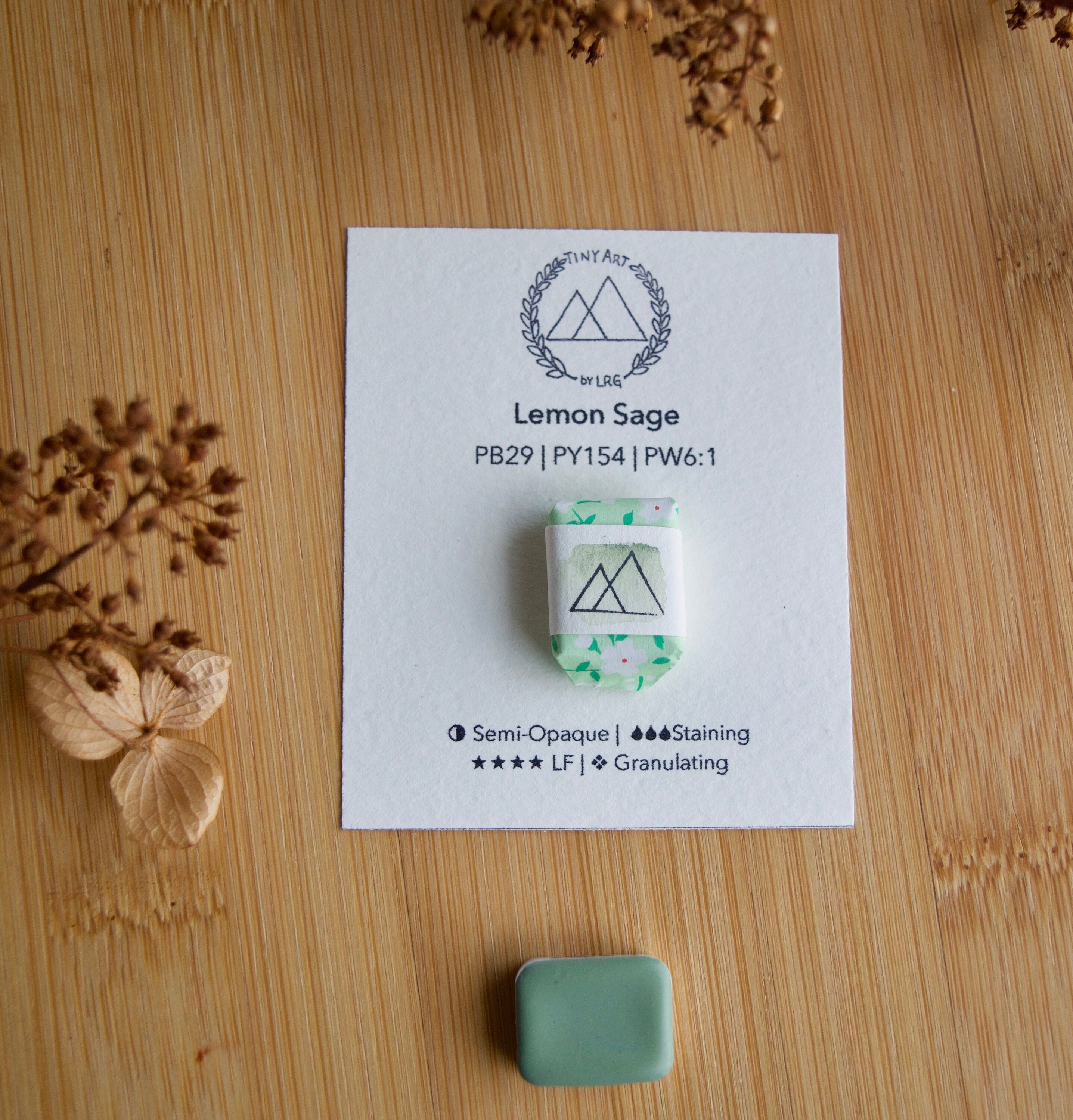 Handmade 'Lemon Sage' Watercolor Quarter Pan | Handmade watercolors | Watercolor paint | Quarter pans