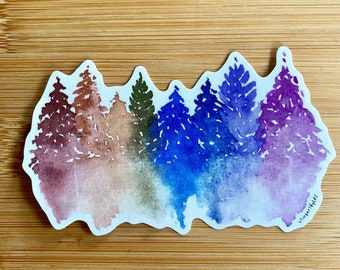 Vinyl Watercolor 'Tiny Forest' Sticker | Original illustration | Waterproof Sticker | Vinyl Sticker