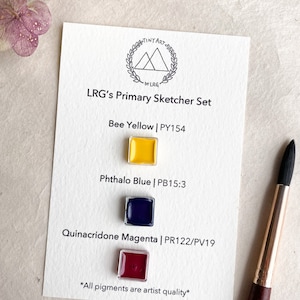 Set of 3 &quot;LRG Primary Sketcher Set&#39; Sampler || Handmade watercolors. || Handmade paint. || Sampler paints