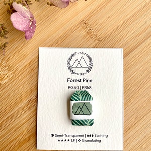 Handmade &#39;Forest Pine&#39; Quarter Pan Watercolor | Quarter Pan | Handmade Paint | Handmade Watercolor Paint