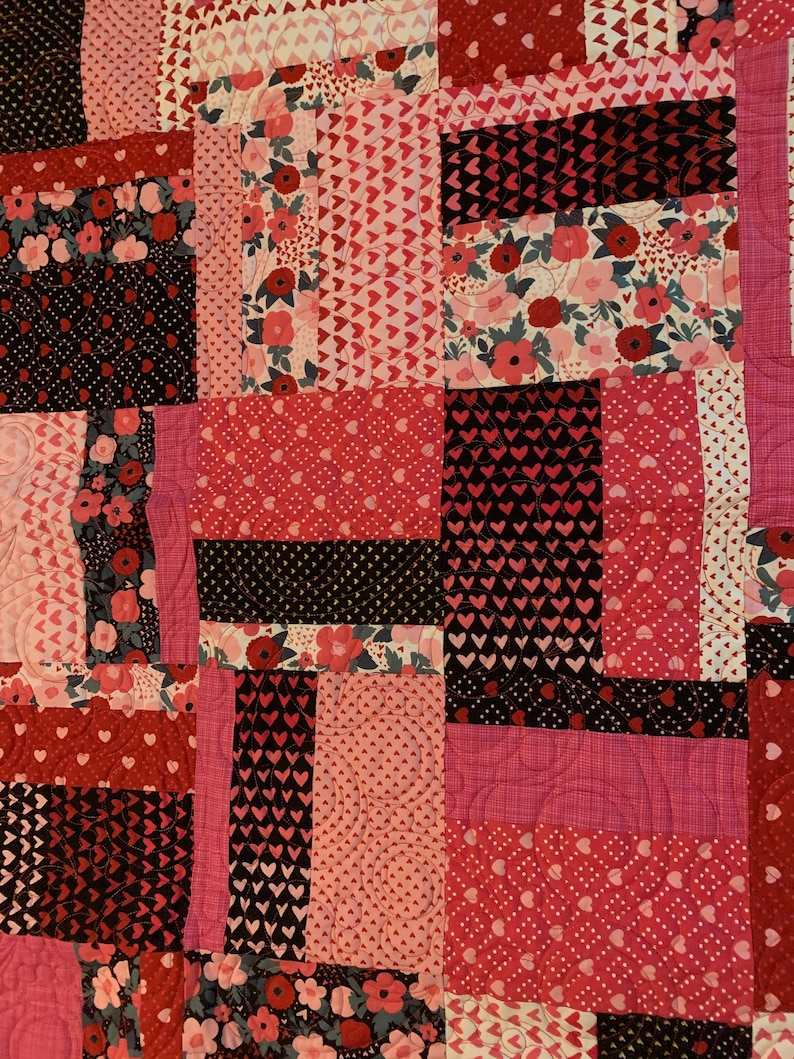 Red Sweetheart & Patchwork Quilt Homemade 45.5" X 50.5" - Etsy