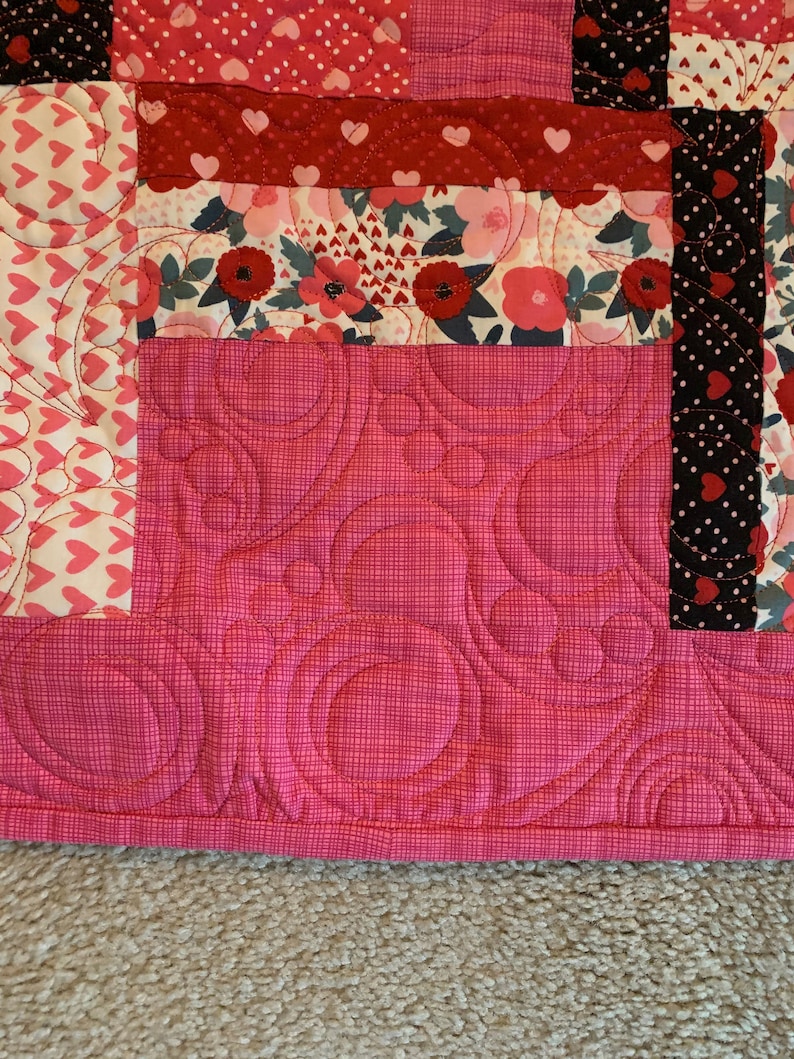 Red Sweetheart & Patchwork Quilt Homemade 45.5" X 50.5" - Etsy