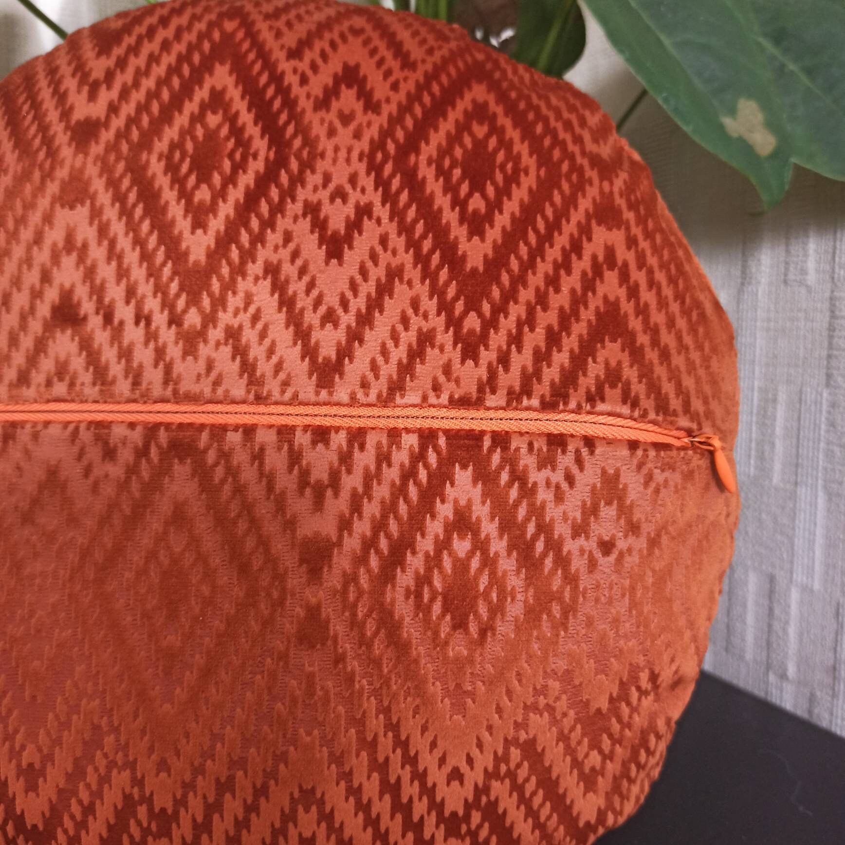 Burnt Orange Round Pillow Rust Geometric Cushion Cover Etsy UK