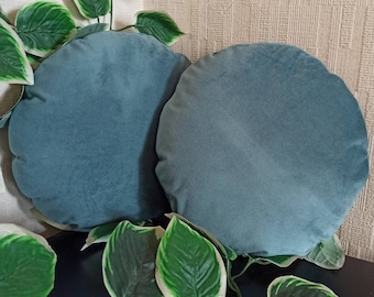 Turquoise cushion, Circle pillow, Teal pillow, Blue velvet pillow, Round pillow,Chair pad cushion, Seat cushion, Floor pillow