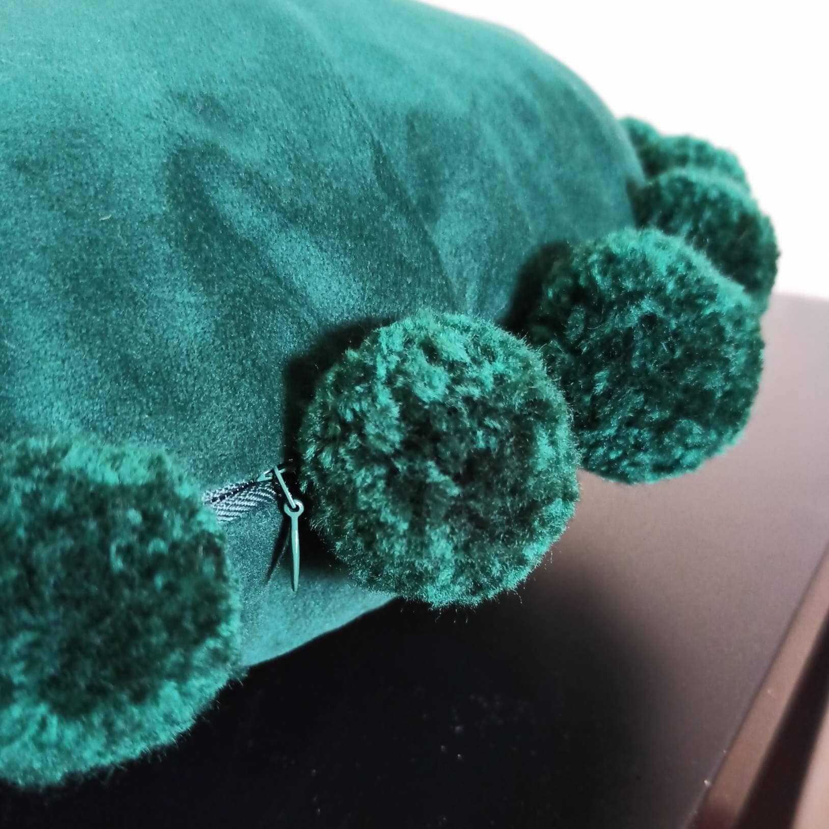 Emerald Green Round Pillow Case Circle Pom Pom Pillow Cover Etsy UK