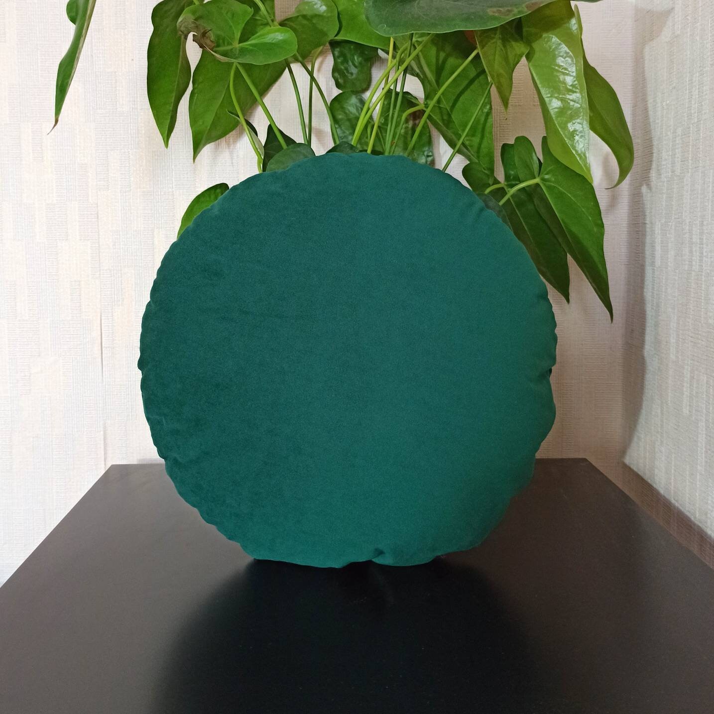 Emerald green round pillow case Circle throw pillow cover Etsy
