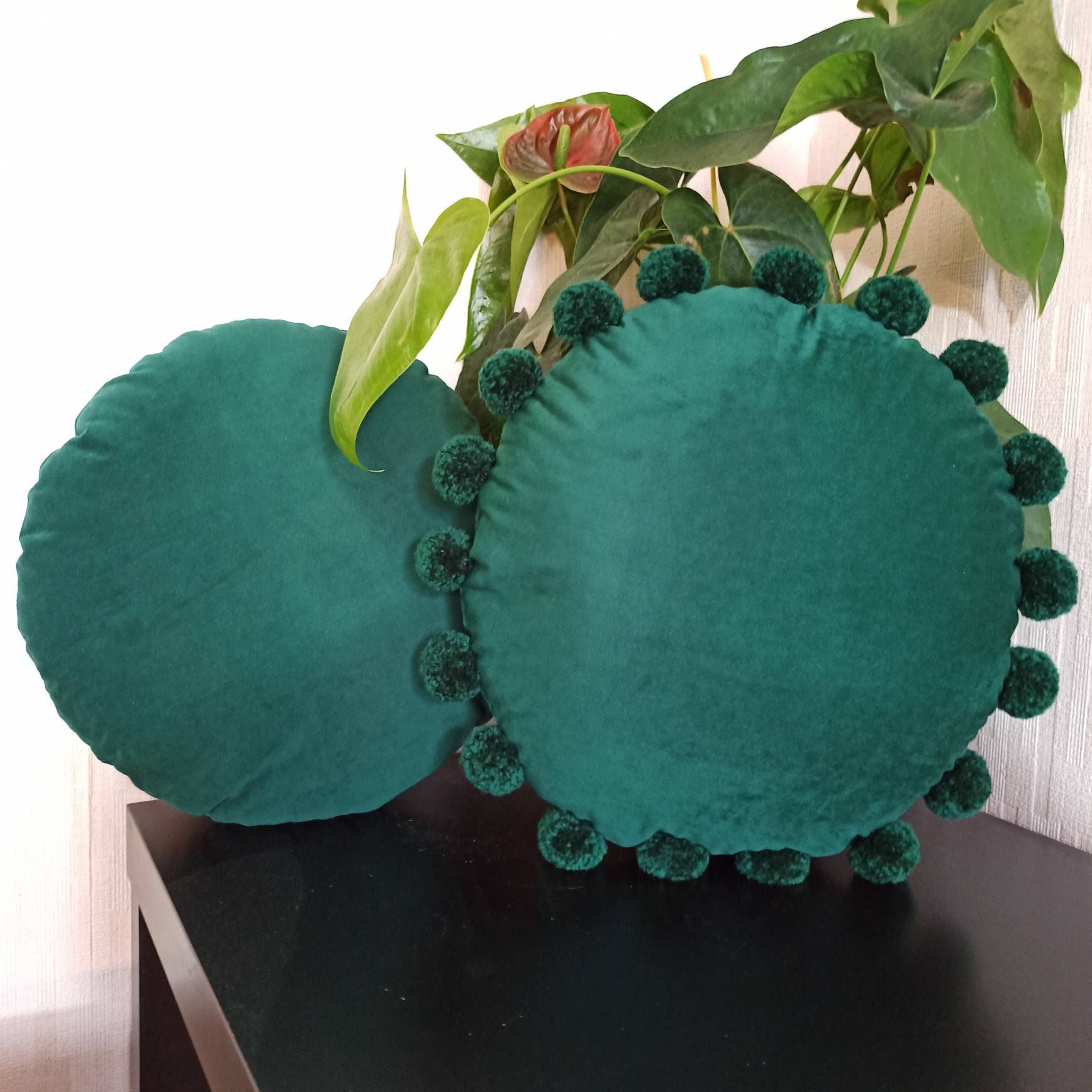 Emerald green round pillow case Circle throw pillow cover Etsy