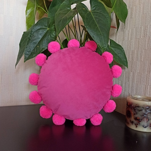 Pink Pom Pom Pillow Etsy