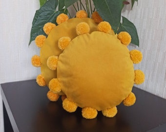 yellow round cushions