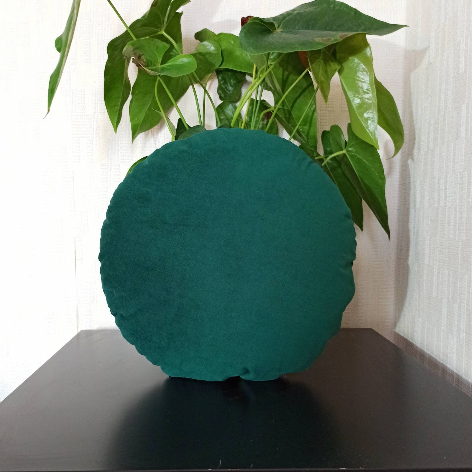 Emerald green round pillow case Circle throw pillow cover Etsy