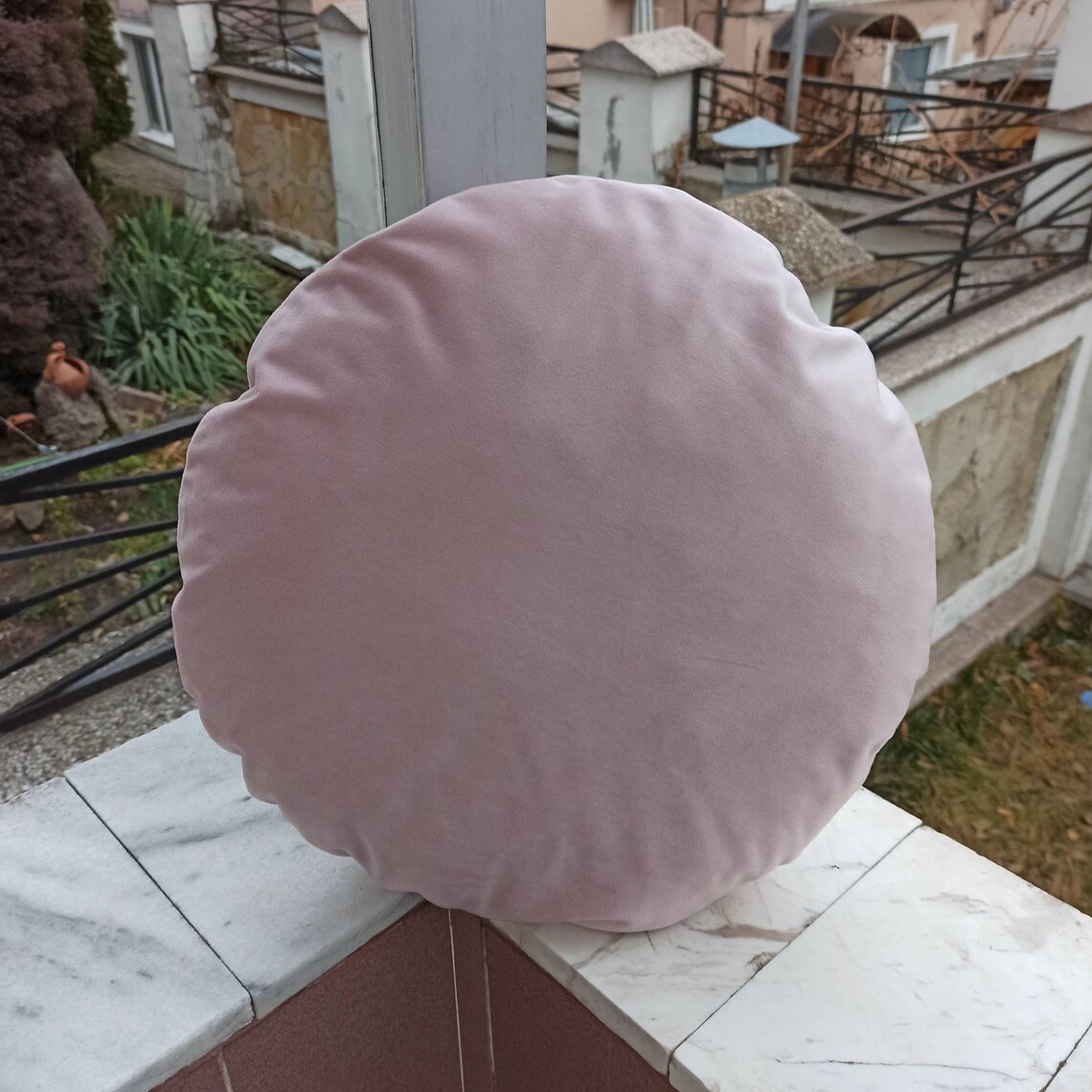 Blush Pink Round Pillow Case Circle Pink Throw Pillow Cover Etsy