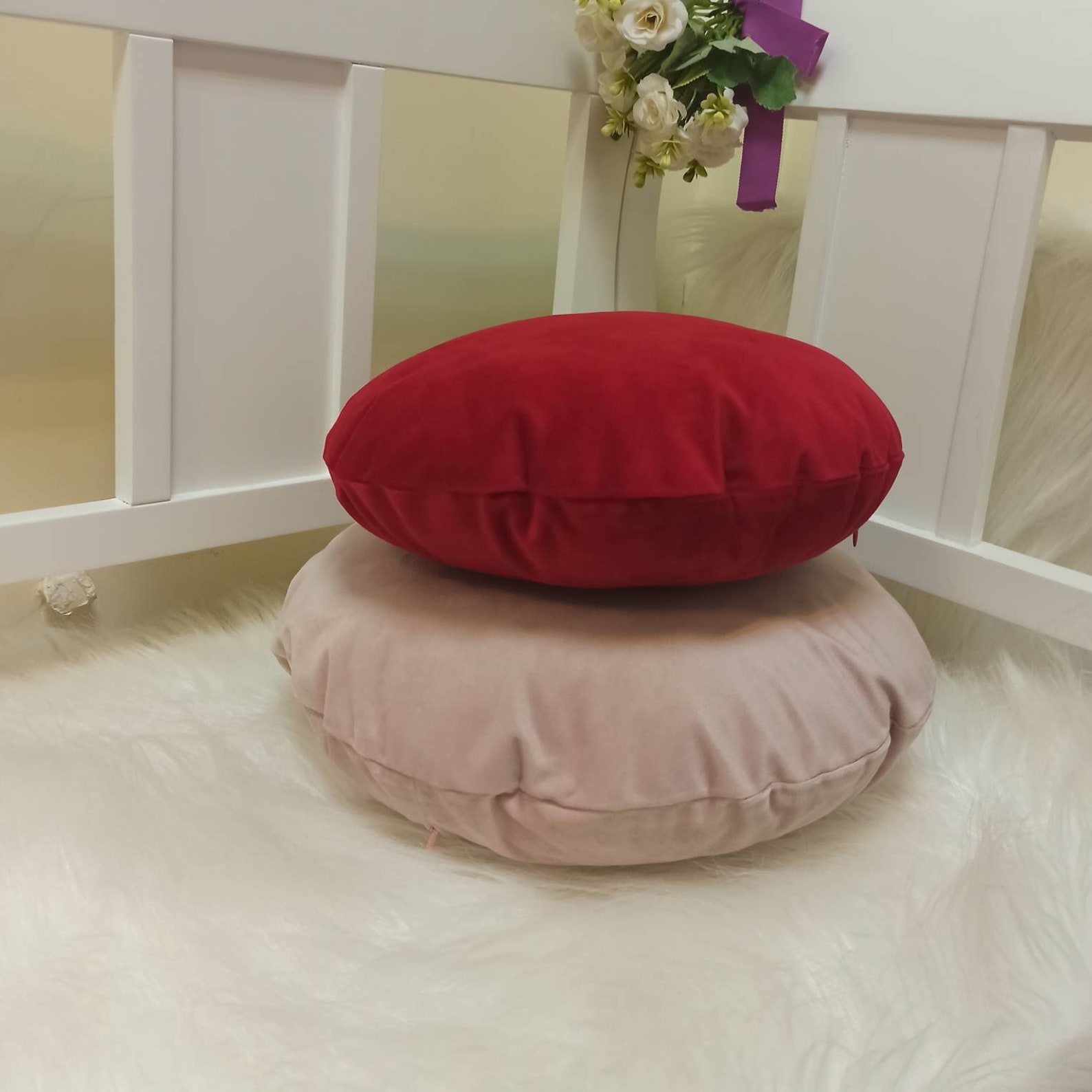 Blush pink round pillow case Circle pink throw pillow cover Etsy