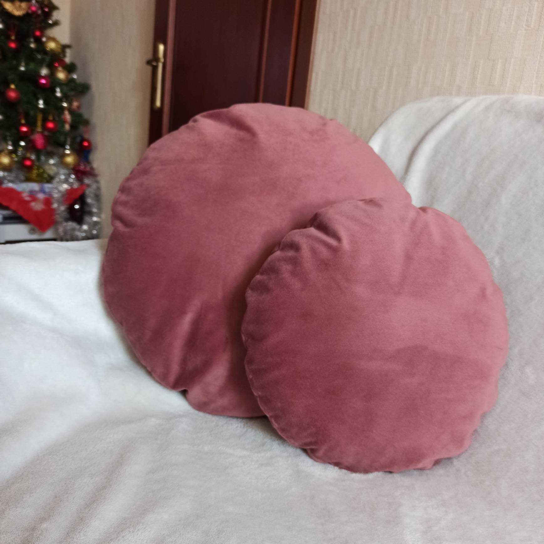 Blush Pink Round Pillow Case, Circle Pillow Cover, Dusty Pink Sofa