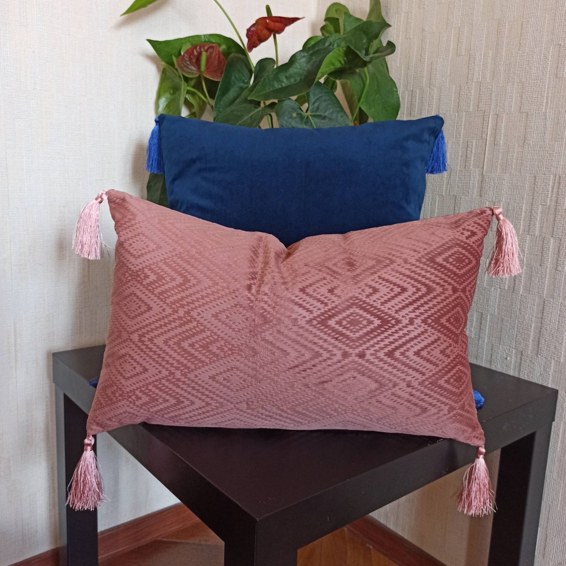 Dusty Pink Velvet Pillow Case Blush Pink Geometric Cushion Etsy