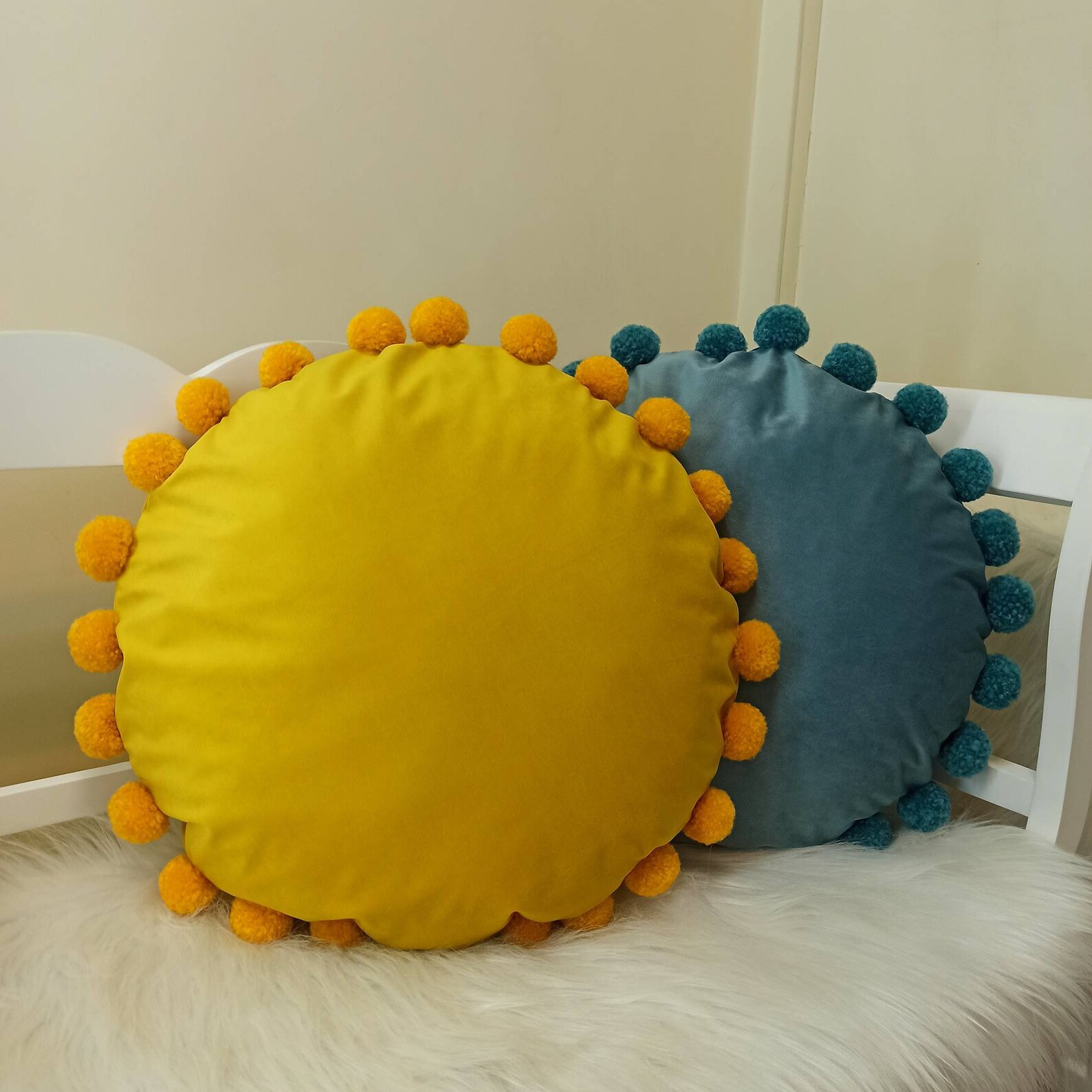 Mustard Round Pillow Case Circle Throw Pillow Cover Mustard Etsy