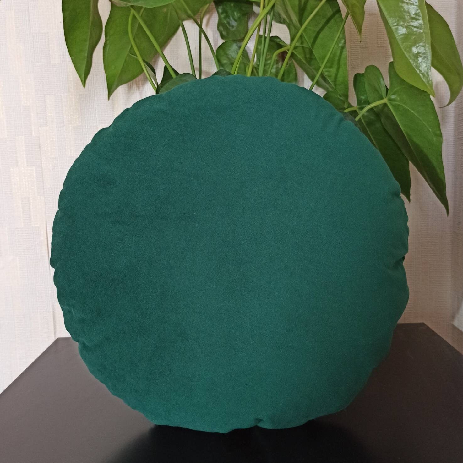 Emerald Green Round Pillow Case, Circle Throw Pillow Cover, Round Cushion Cover, Green Velvet